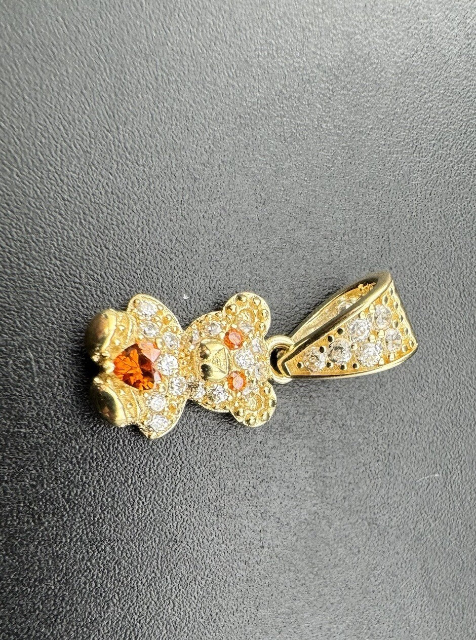 Beltran Jewelry Teddy Bear Heart 14k Yellow Gold 1.5G Orange 18x8m Charm Pendant