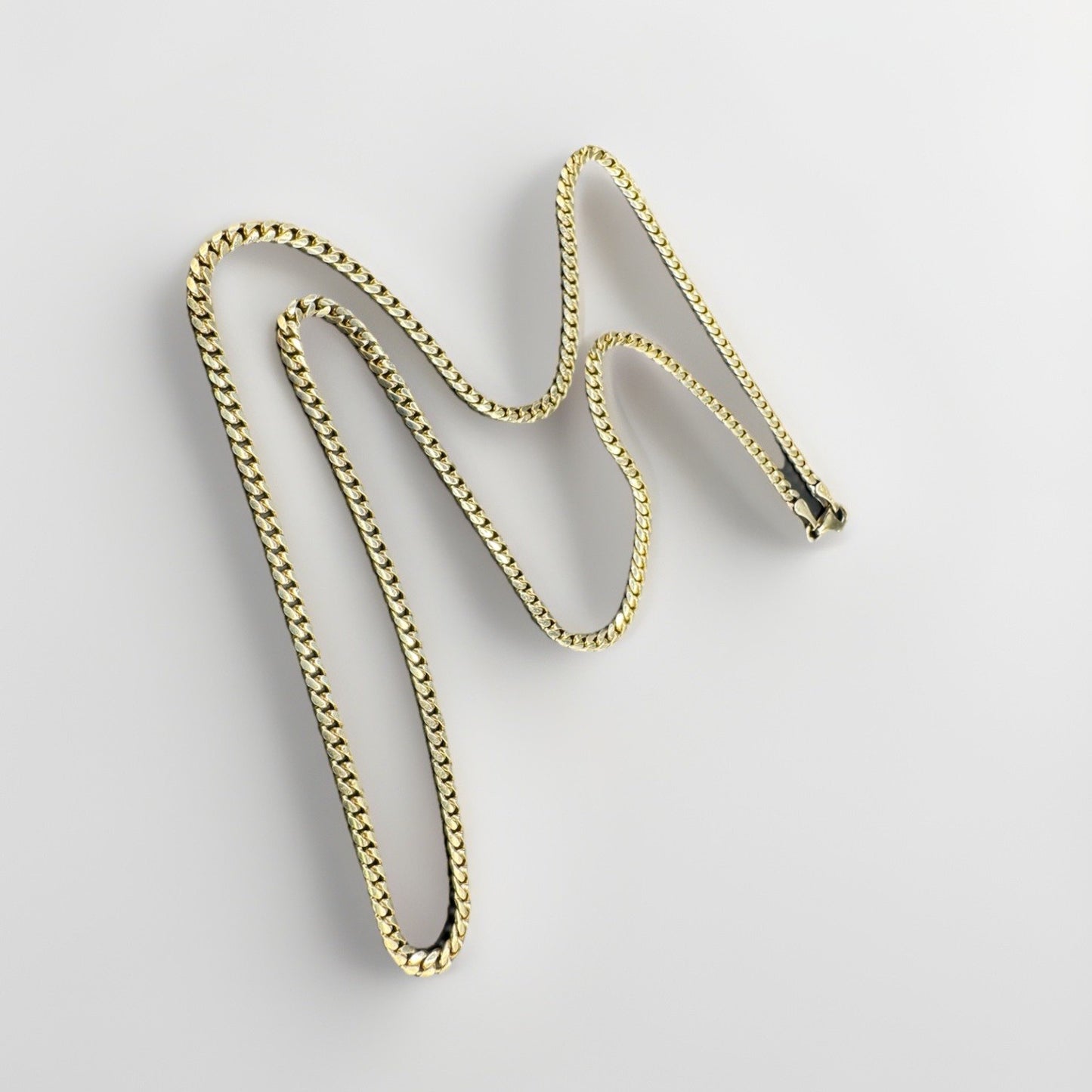 14K Yellow Gold Solid Miami Cuban Link Chain Necklace 3.29mm 22.25 in 18.5 Grams
