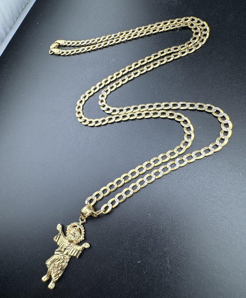 14K Yellow Gold Divine Baby Jesus Pendant ~6.7 Grams 22in 3.5mm Chain 14.61x30mm