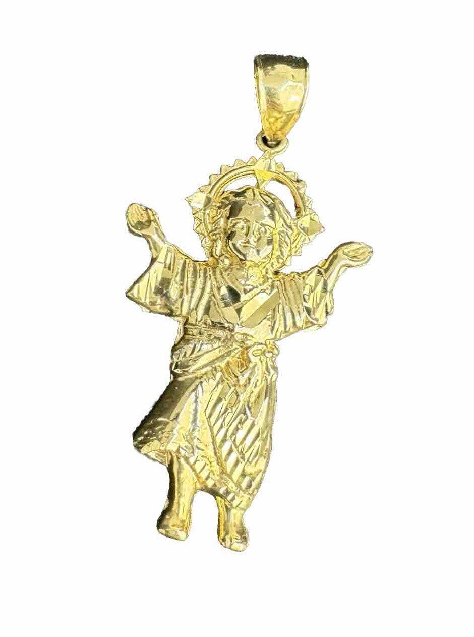 14K Yellow Gold Divine Baby Jesus Pendant 5.2 Grams 46.56mm x 24.44mm