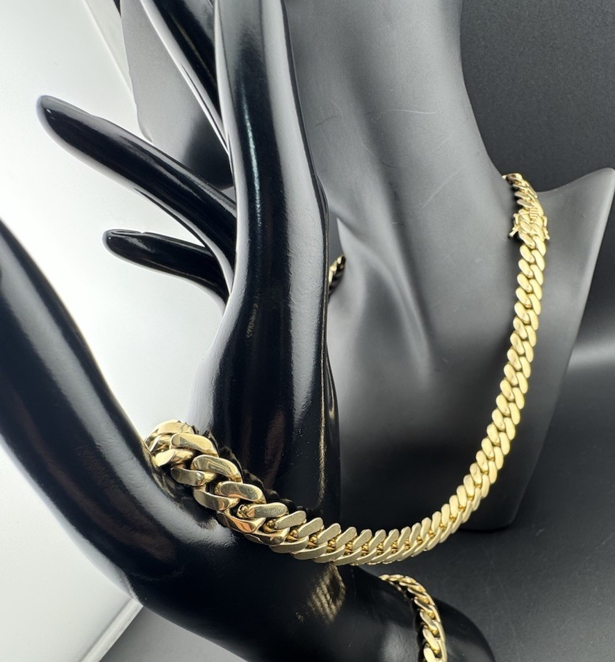 14K Yellow Gold Semi Solid Miami Cuban Link Chain Necklace 9.65mm 24 Inch 52.7 Grams