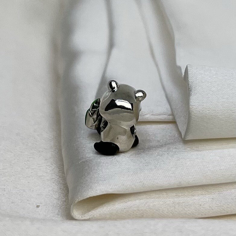 Sterling Silver 925 European Enamel Japan Joyful Anime Kawaii Panda W Food Charm