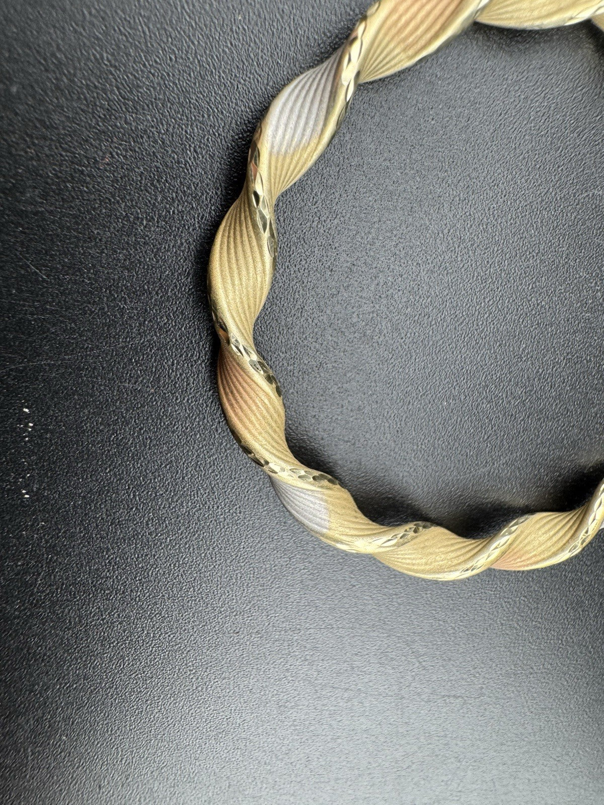 14K Tri-Tone Gold Twist Hoop Earrings Large 48.45mm 5 Grams White Rose Yellow