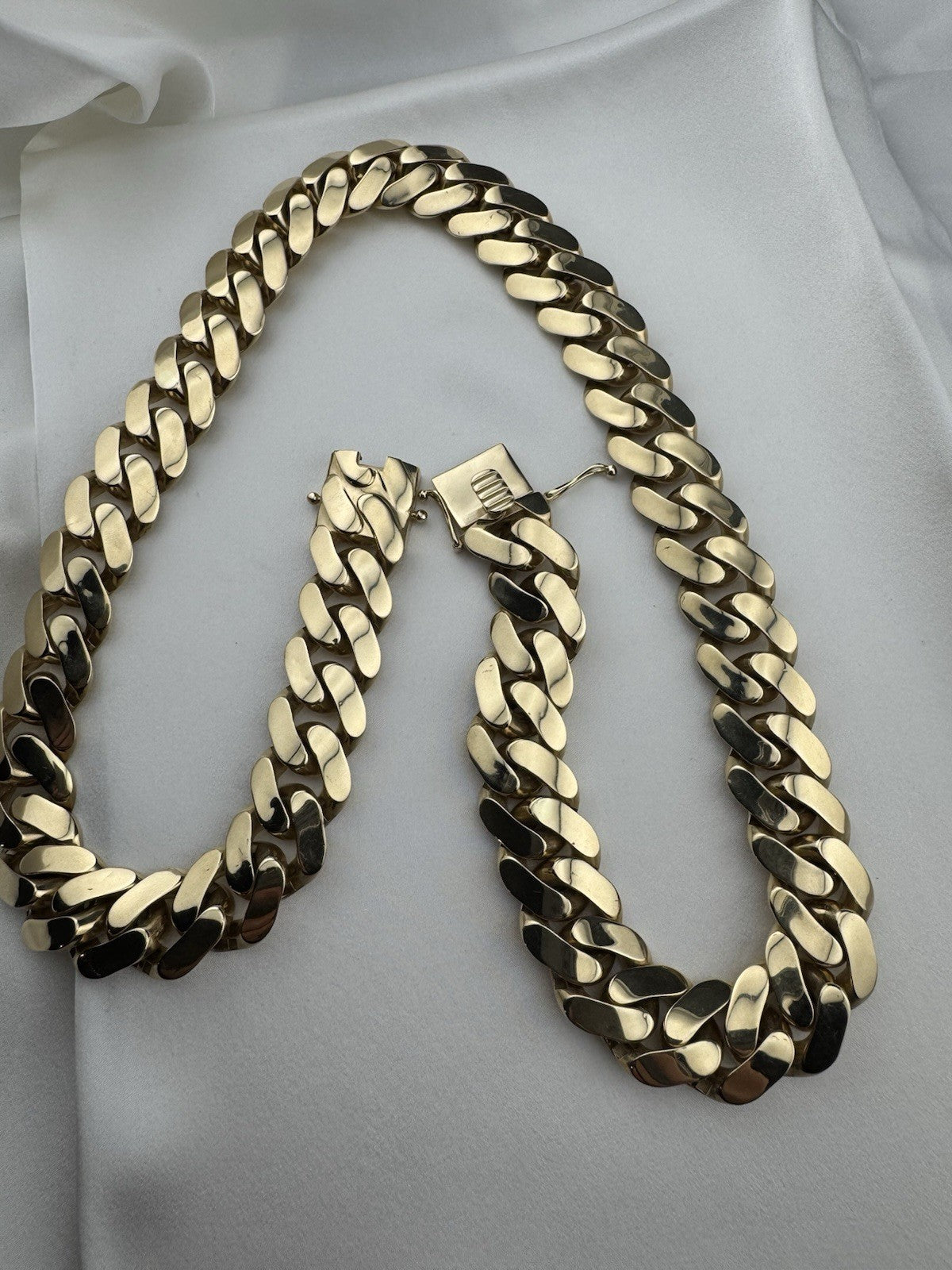 14K Yellow Gold Semi Solid Miami Cuban Link Chain Necklace 22mm 24.5 Inch 103 Grams