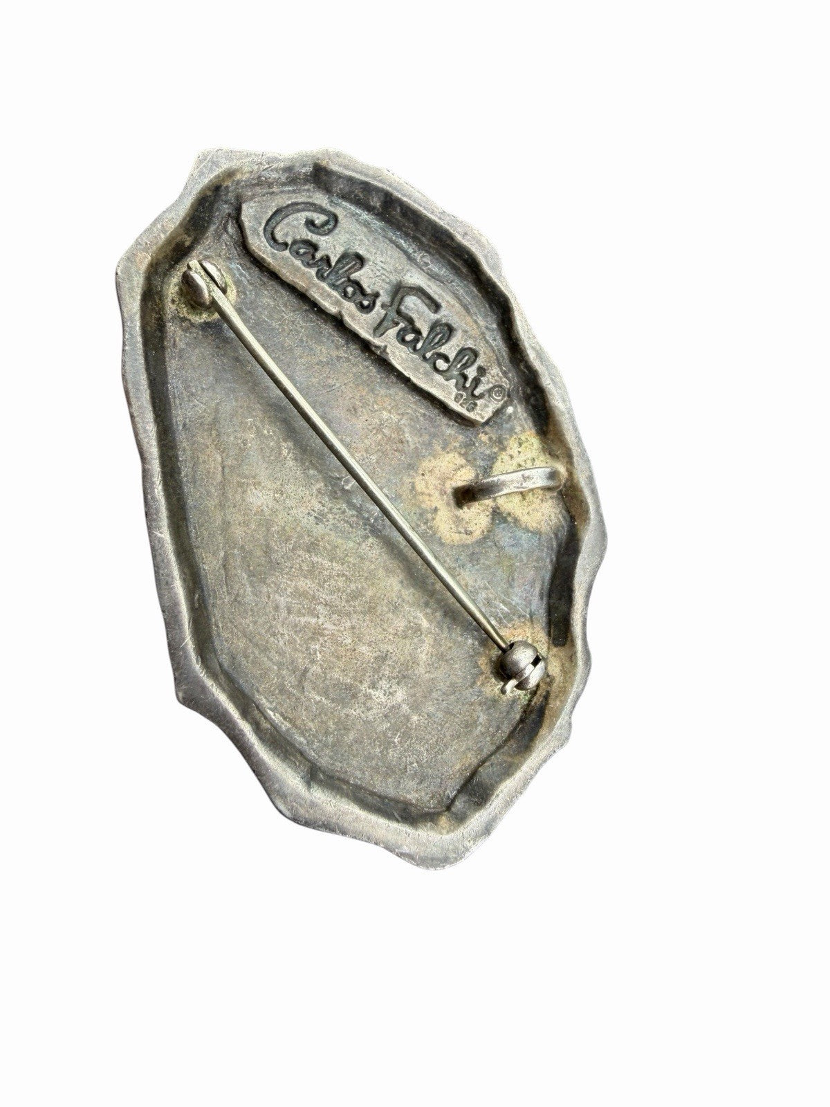 Carlos Falchi Vintage Southwestern Sterling Silver Hand Feet Pin Pendant