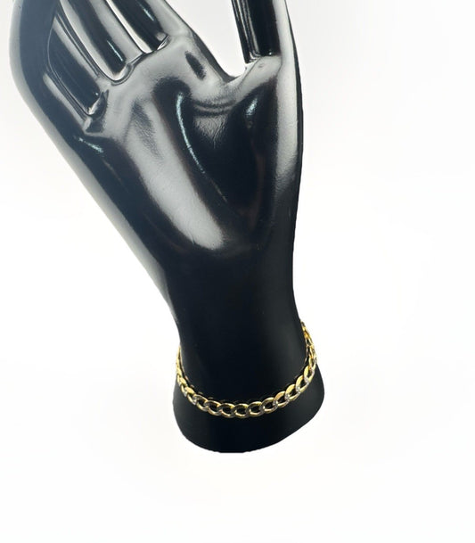 14K Yellow Gold Curb Cuban Link Bracelet 7mm 7in Diamond Cut 9.5 Grams Classic