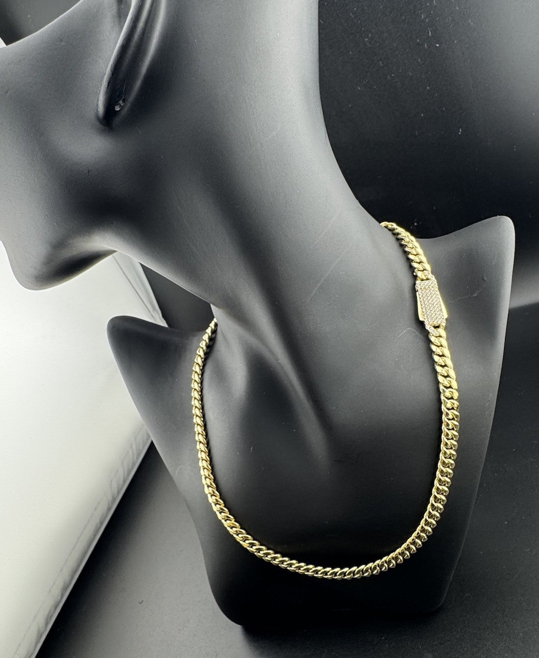 14K Yellow Gold Miami Cuban Link Choker 16.5in 7.66mm 16.9 Gram CZ Stones Bold *