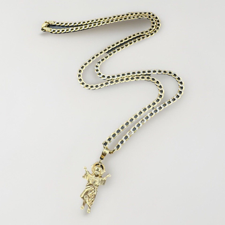14K Yellow Gold Divine Baby Jesus Pendant ~6.7 Grams 22in 3.5mm Chain 14.61x30mm