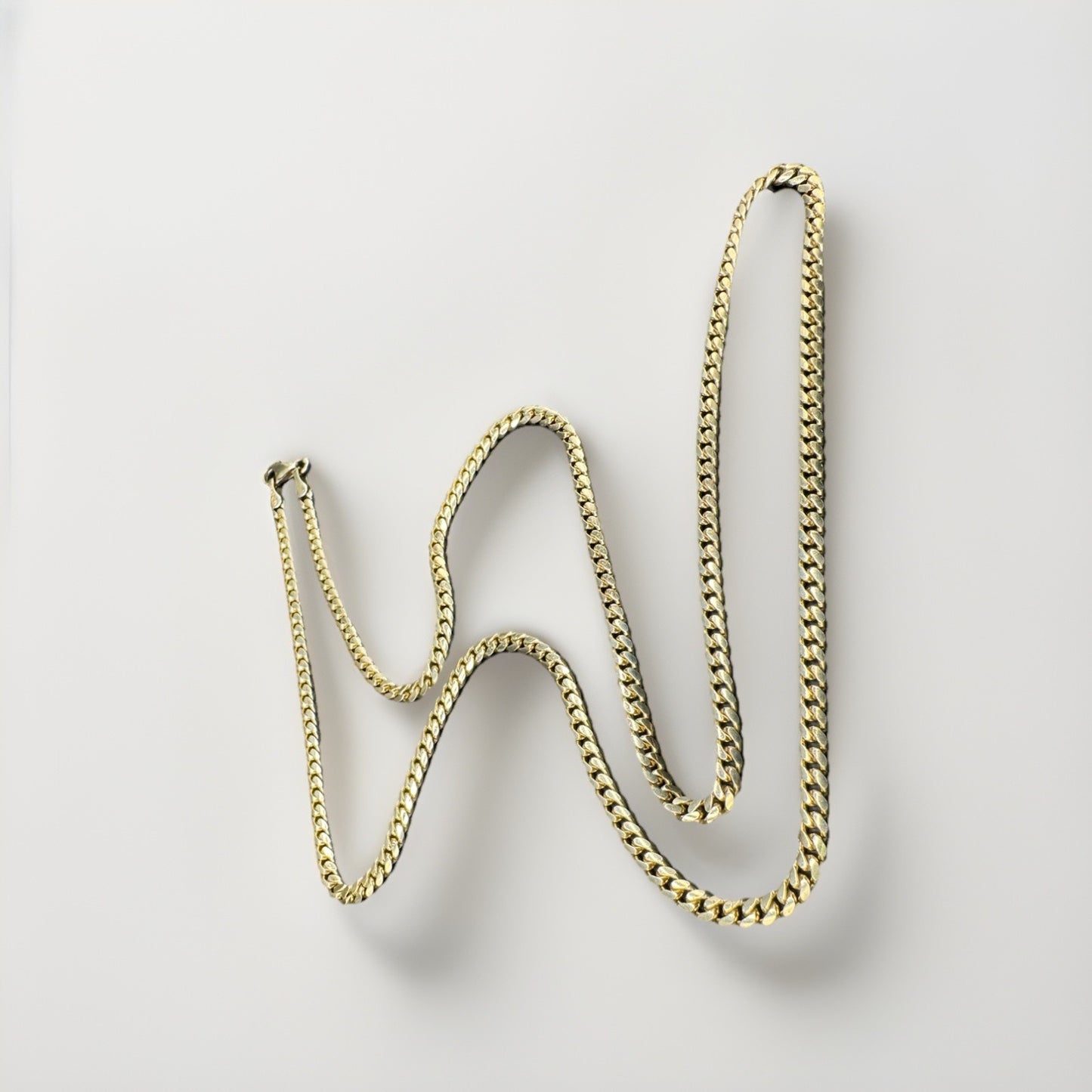 14K Yellow Gold Solid Miami Cuban Link Chain Necklace 3.29mm 22.25 in 18.5 Grams