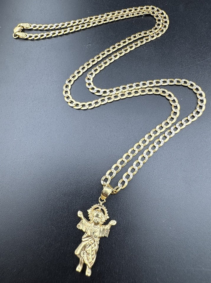 14K Yellow Gold Divine Baby Jesus Pendant ~6.7 Grams 22in 3.5mm Chain 14.61x30mm