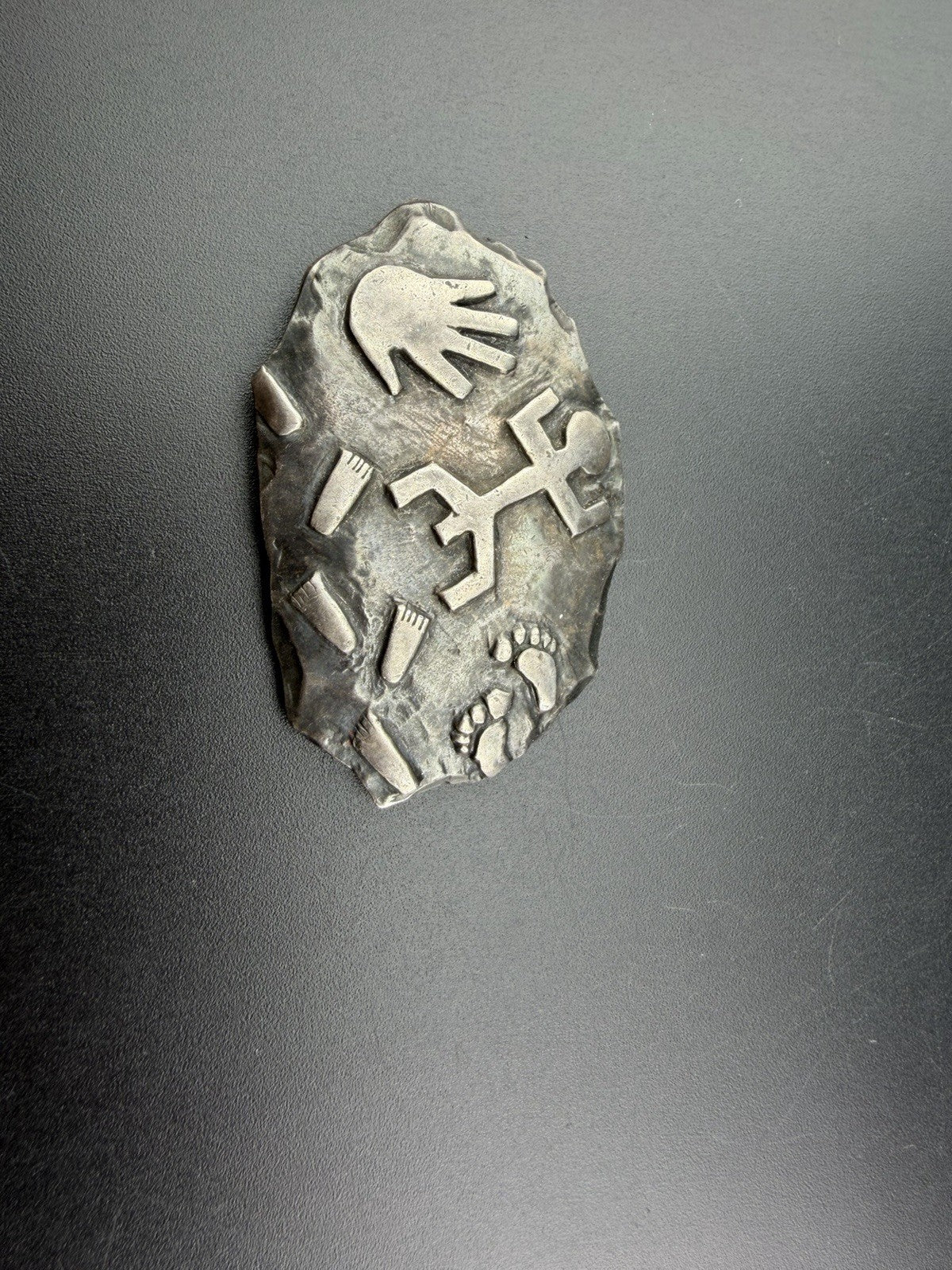 Carlos Falchi Vintage Southwestern Sterling Silver Hand Feet Pin Pendant