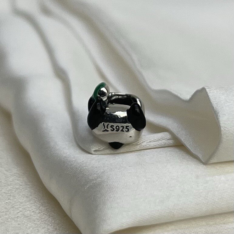 Sterling Silver 925 European Enamel Japan Joyful Anime Kawaii Panda W Food Charm