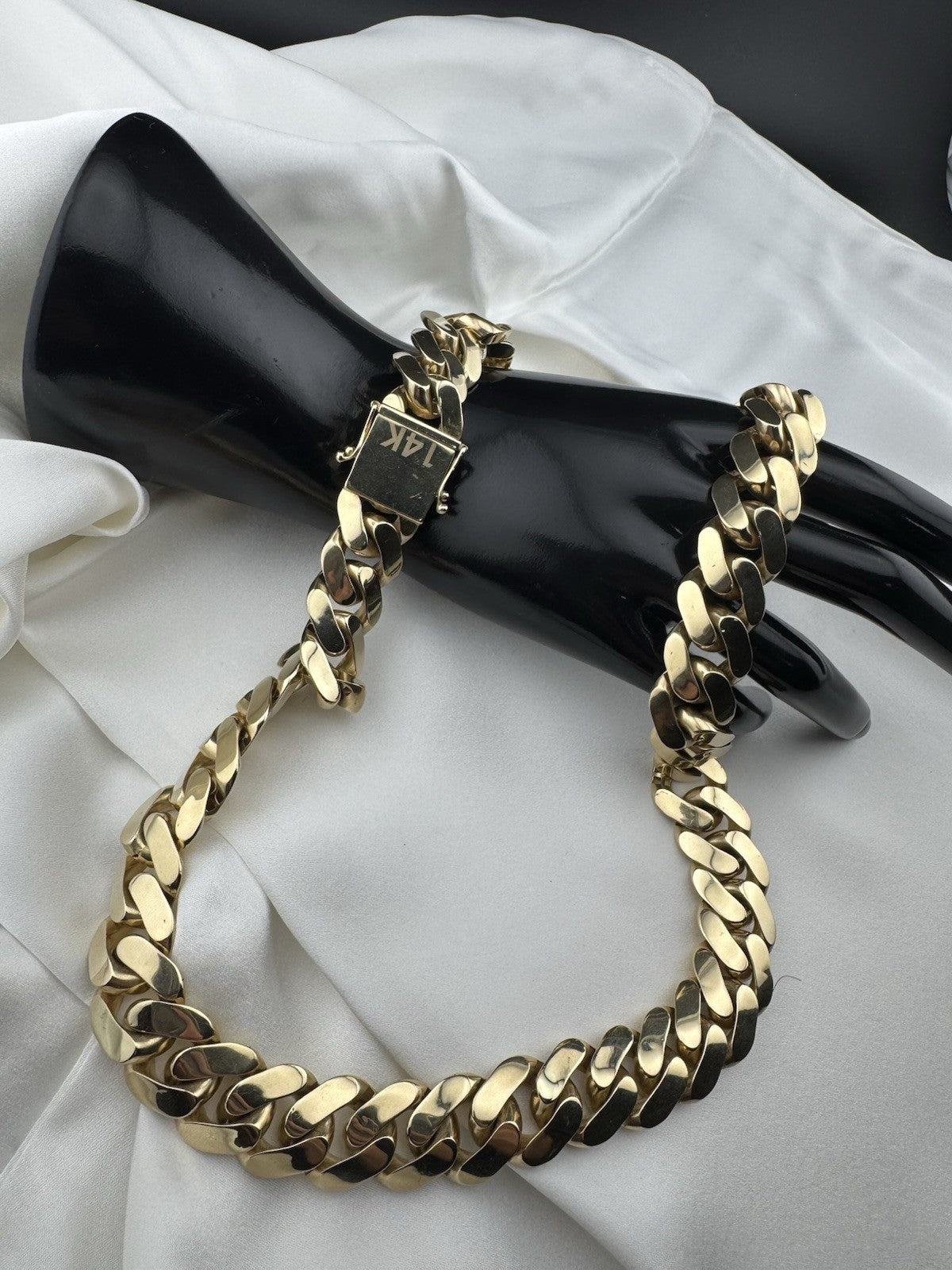14K Yellow Gold Semi Solid Miami Cuban Link Chain Necklace 22mm 24.5 Inch 103 Grams