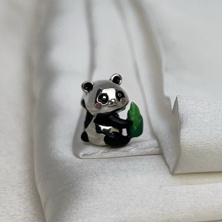Sterling Silver 925 European Enamel Japan Joyful Anime Kawaii Panda W Food Charm