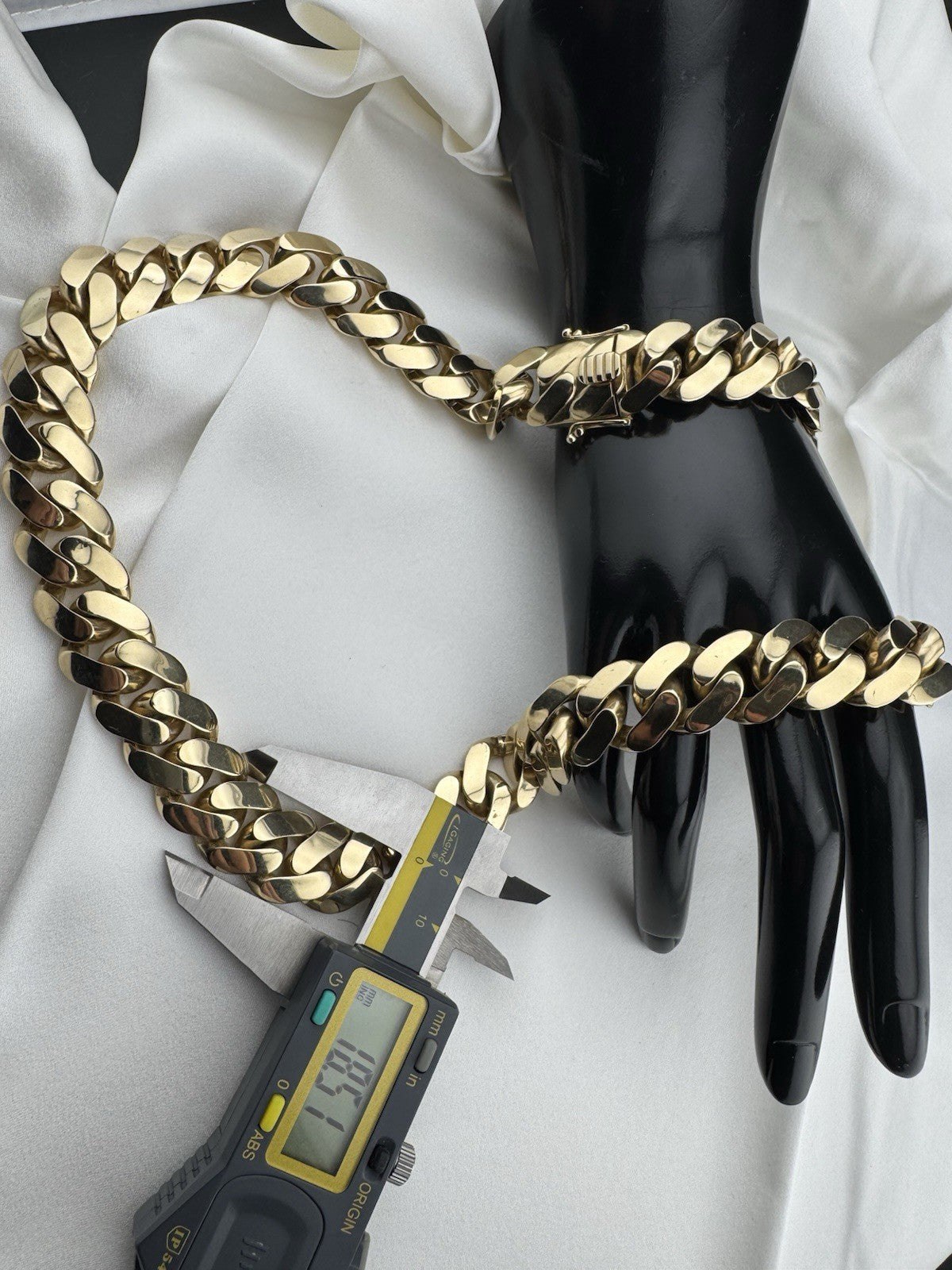14K Yellow Gold Semi Solid Miami Cuban Link Chain Necklace 22mm 24.5 Inch 103 Grams