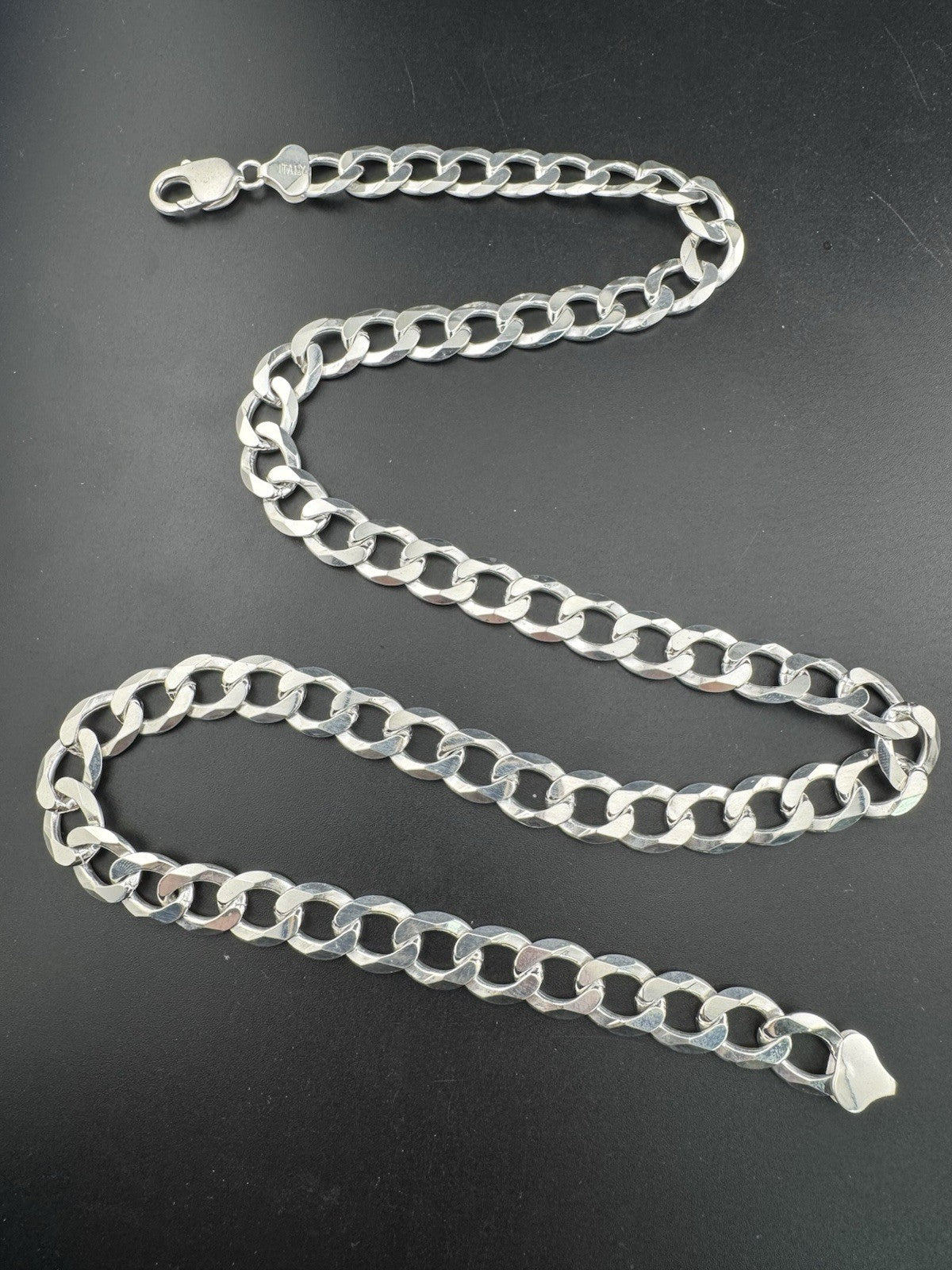 925 Silver Cuban Link Chain 24in 10.5mm 72.2 Grams Made in Italy Bold Statement