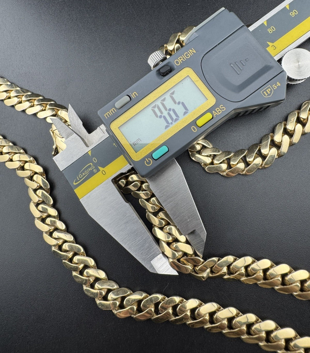 14K Yellow Gold Semi Solid Miami Cuban Link Chain Necklace 9.65mm 24 Inch 52.7 Grams