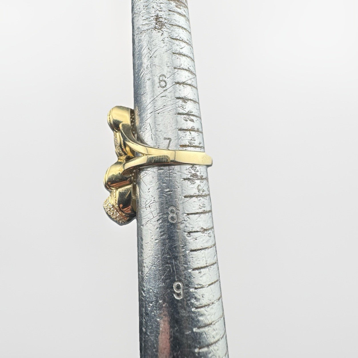 14K Gold Beltran Teddy Bear Ring Sz 7.25 Large 31mm 13.2 Grams Pink Eyes Pave