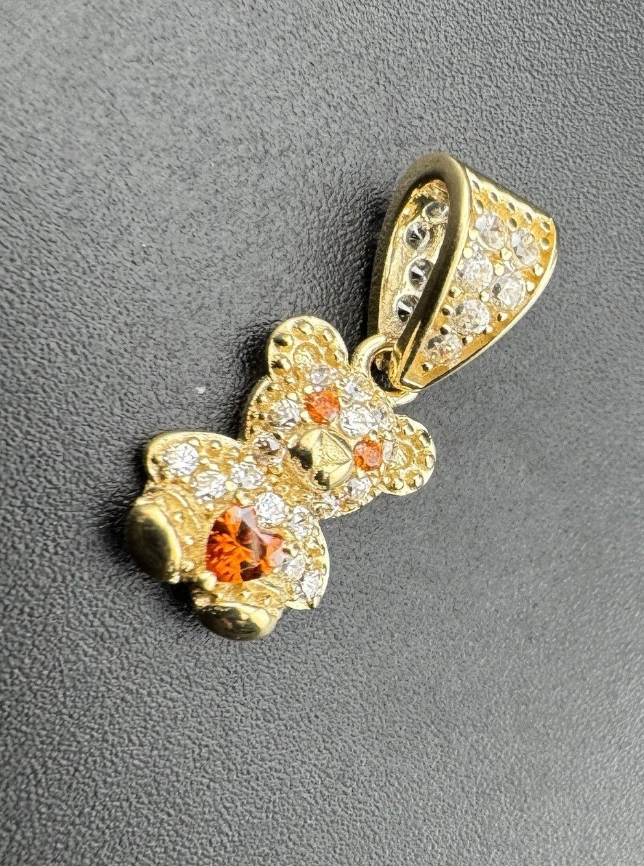 Beltran Jewelry Teddy Bear Heart 14k Yellow Gold 1.5G Orange 18x8m Charm Pendant