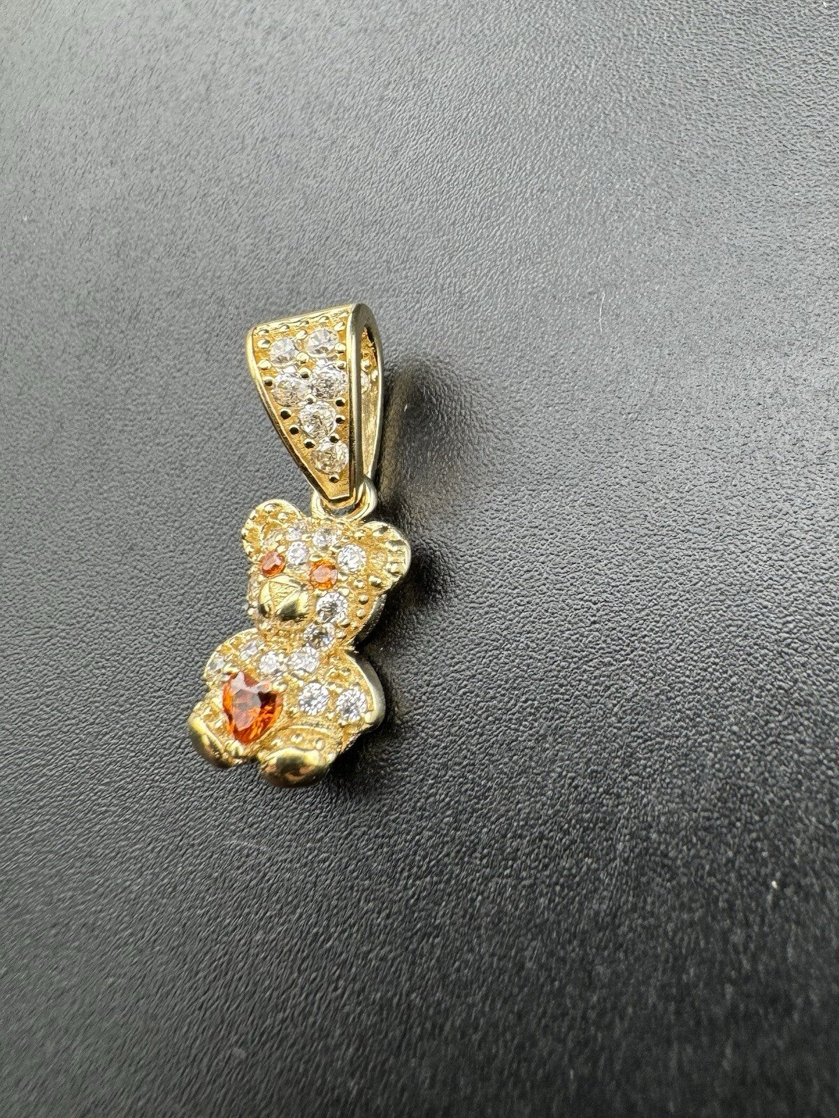 Beltran Jewelry Teddy Bear Heart 14k Yellow Gold 1.5G Orange 18x8m Charm Pendant