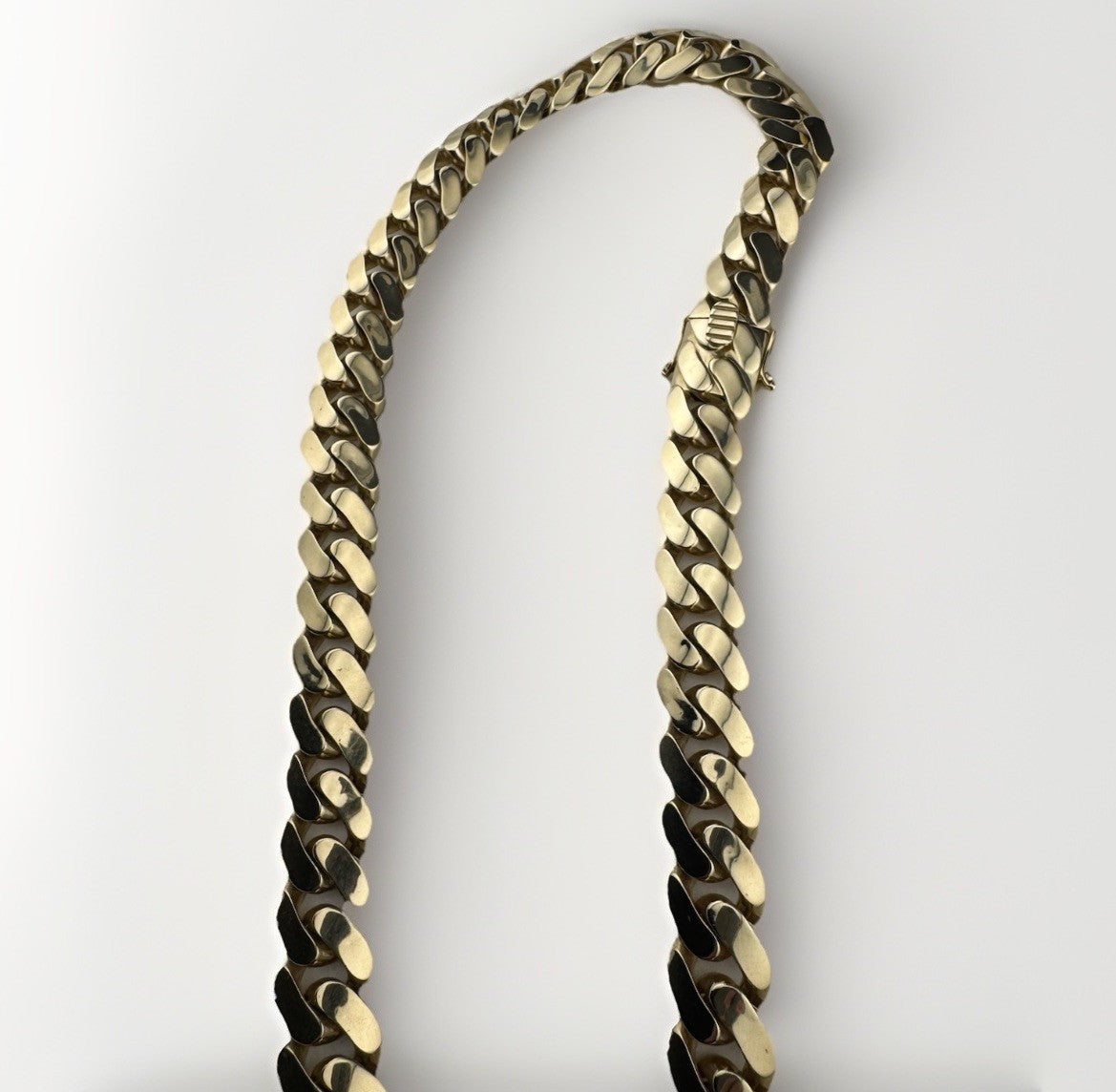 14K Yellow Gold Semi Solid Miami Cuban Link Chain Necklace 22mm 24.5 Inch 103 Grams