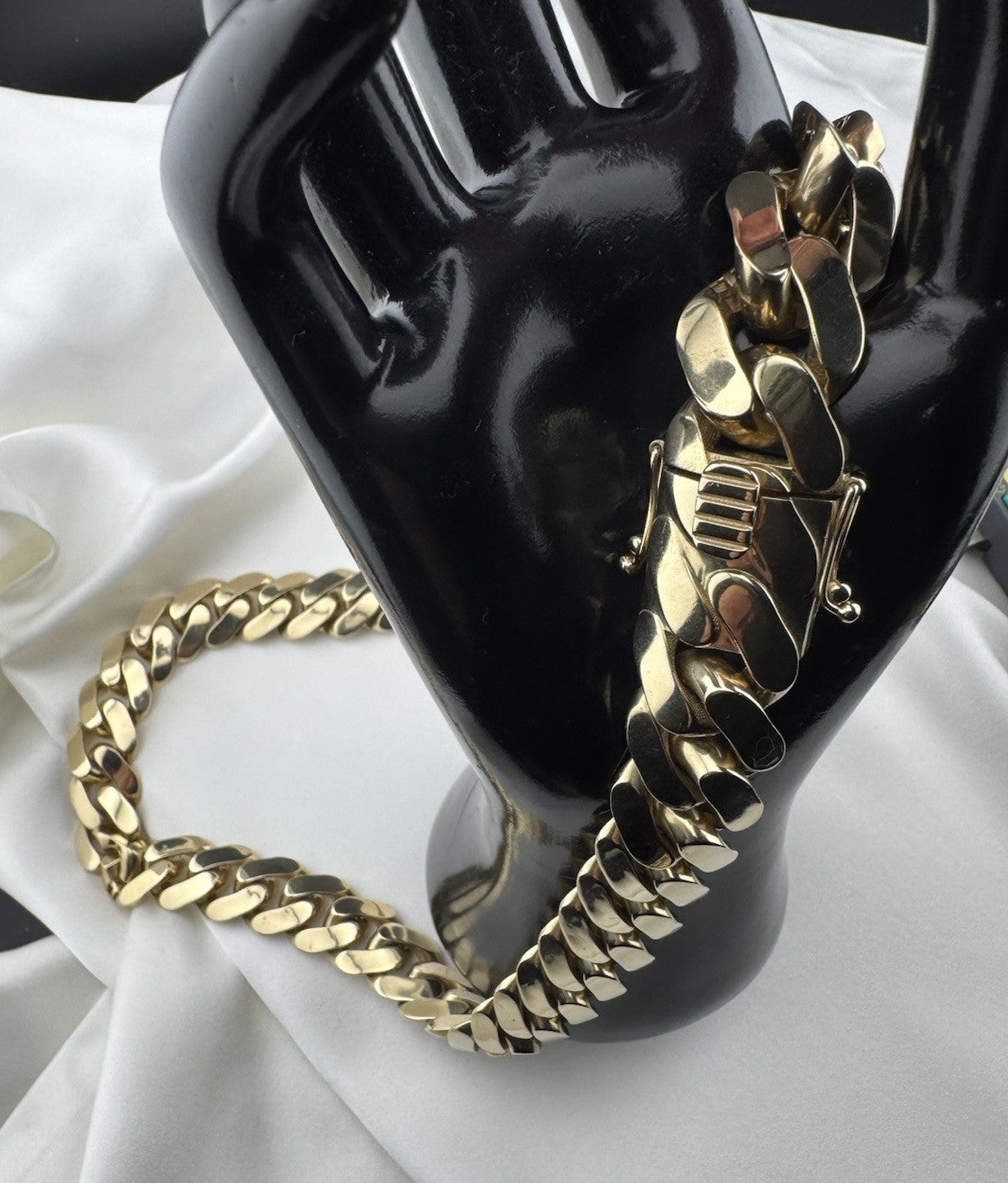 14K Yellow Gold Semi Solid Miami Cuban Link Chain Necklace 22mm 24.5 Inch 103 Grams