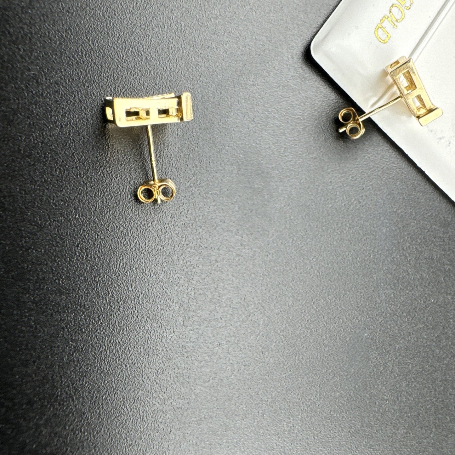 14K Yellow Gold Iced Micro Pave CZ Square Butterfly Screw Back Earrings 9x9mm 2G