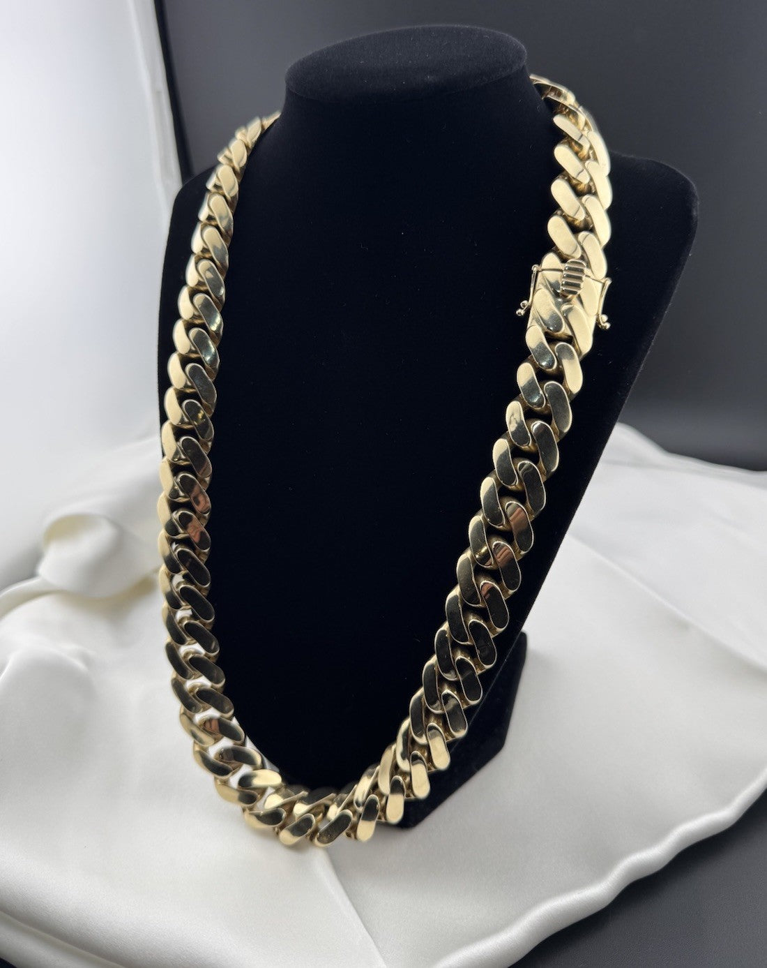 14K Yellow Gold Semi Solid Miami Cuban Link Chain Necklace 22mm 24.5 Inch 103 Grams