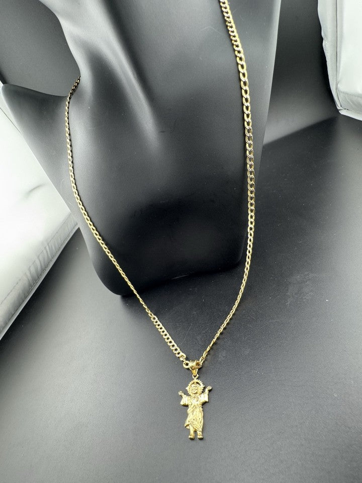 14K Yellow Gold Divine Baby Jesus Pendant ~6.7 Grams 22in 3.5mm Chain 14.61x30mm