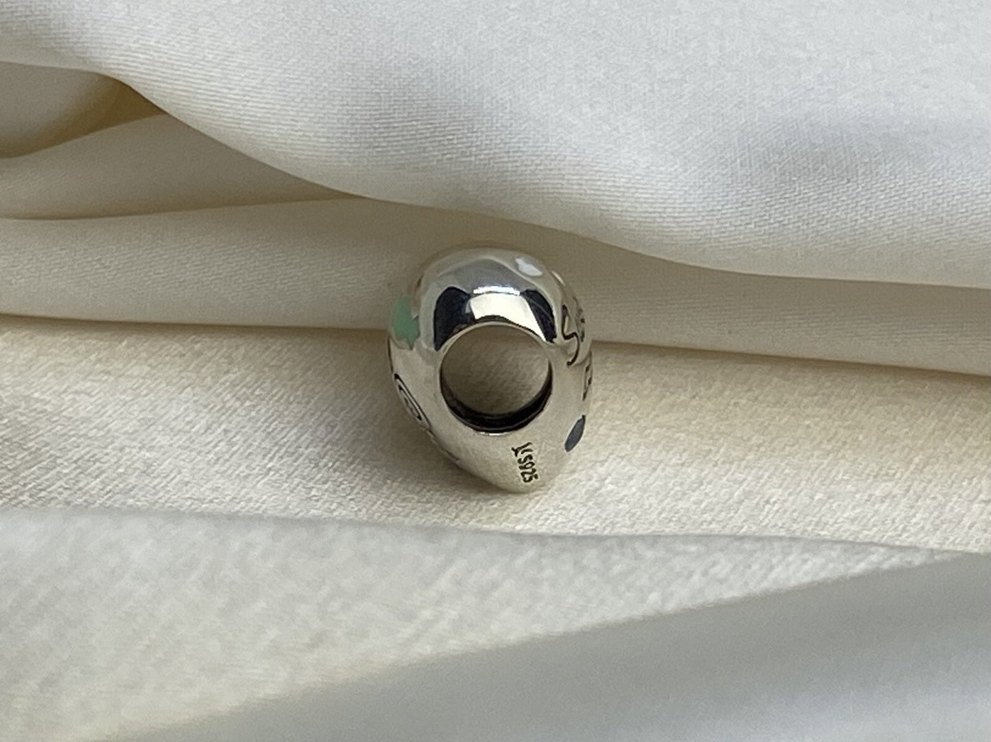 Sterling Silver 925 Sweet Candy Sugar Crush Heart Enamel Charm W Pink, Blue CZ