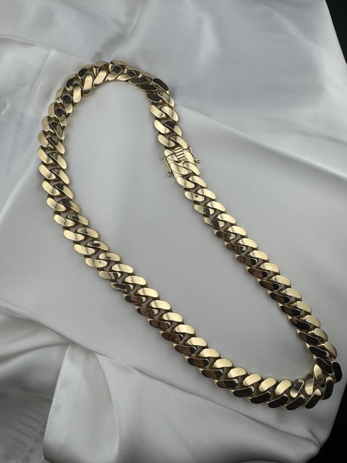 14K Yellow Gold Semi Solid Miami Cuban Link Chain Necklace 22mm 24.5 Inch 103 Grams