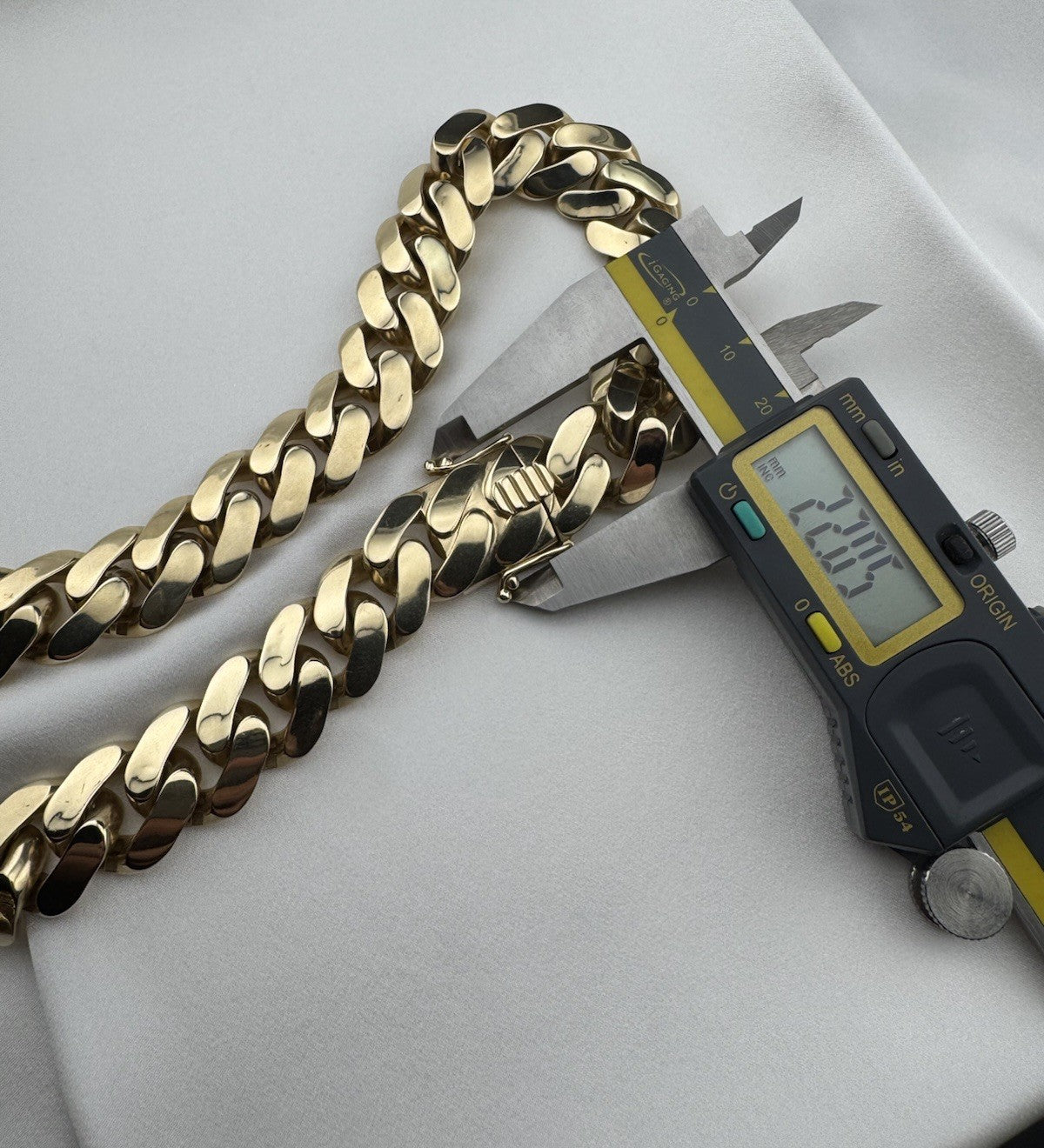 14K Yellow Gold Semi Solid Miami Cuban Link Chain Necklace 22mm 24.5 Inch 103 Grams