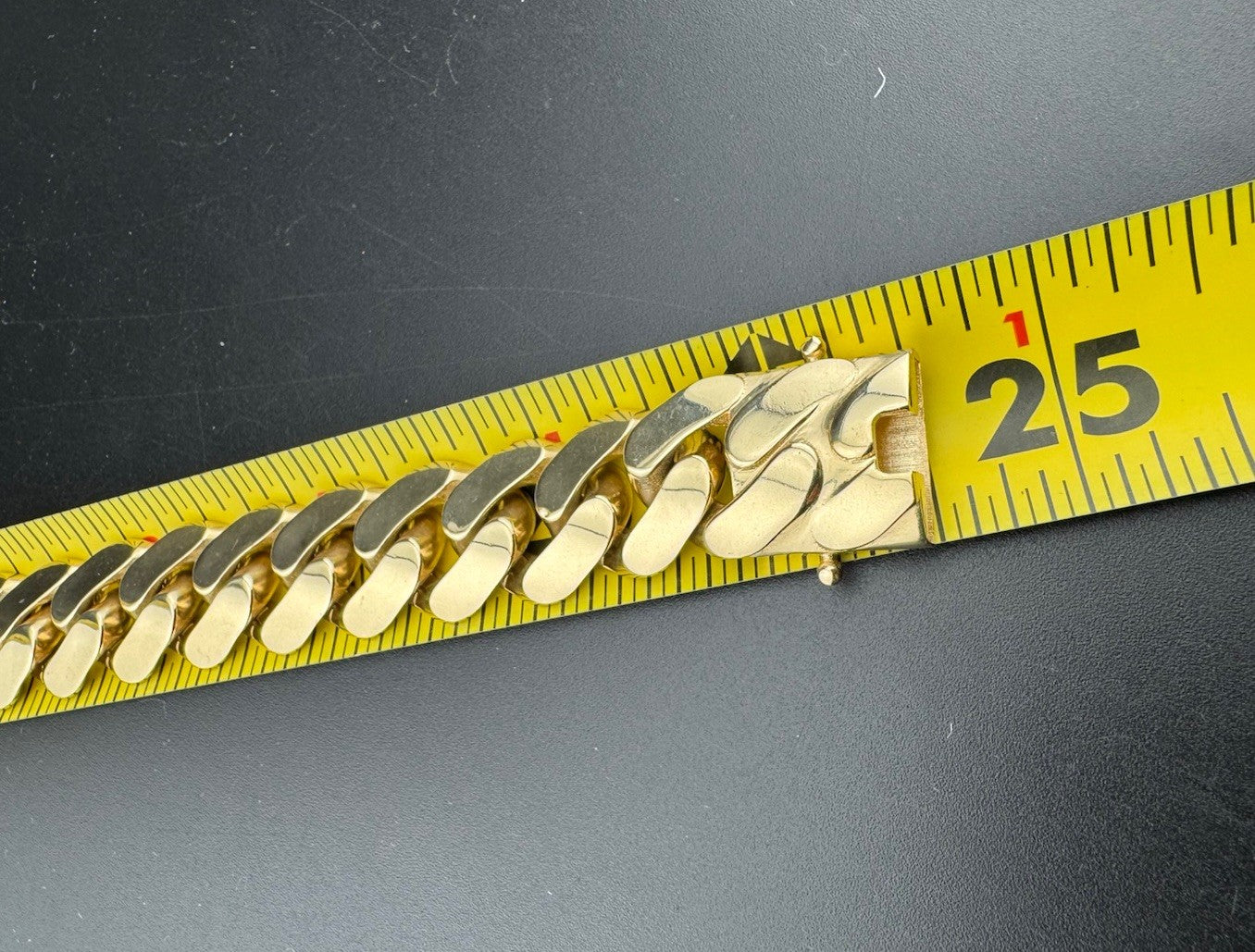 14K Yellow Gold Semi Solid Miami Cuban Link Chain Necklace 22mm 24.5 Inch 103 Grams