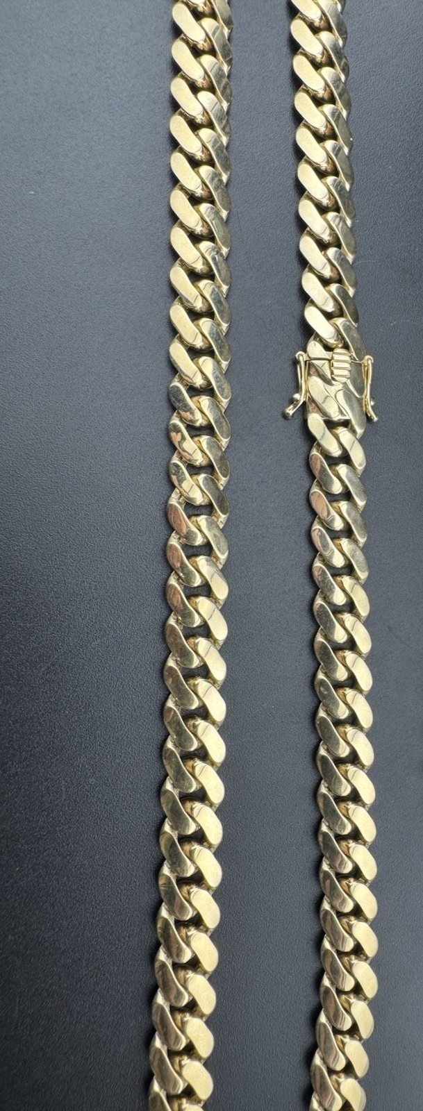 14K Yellow Gold Semi Solid Miami Cuban Link Chain Necklace 9.65mm 24 Inch 52.7 Grams
