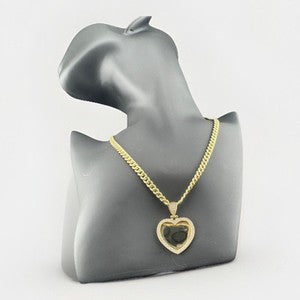 14K Yellow Gold Cuban Link Necklace W Personalized Heart Pendant 16in 13.2 Grams