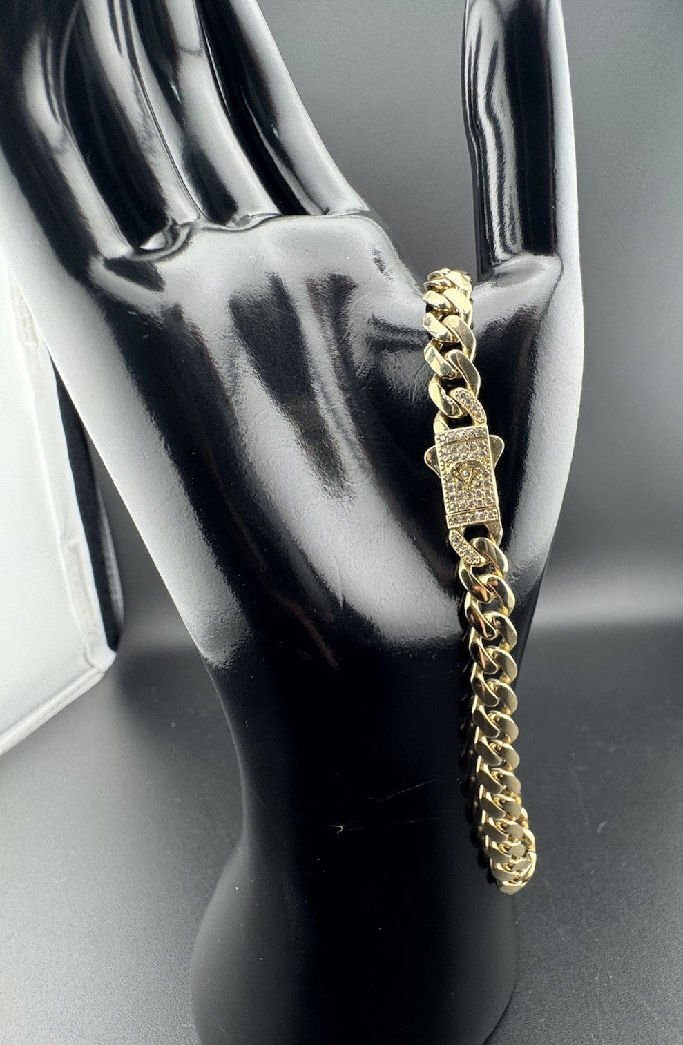 14K Gold Miami Cuban Link Anklet 10in 7.22mm 12 Grams CZ Emblem Bail Push Lock *