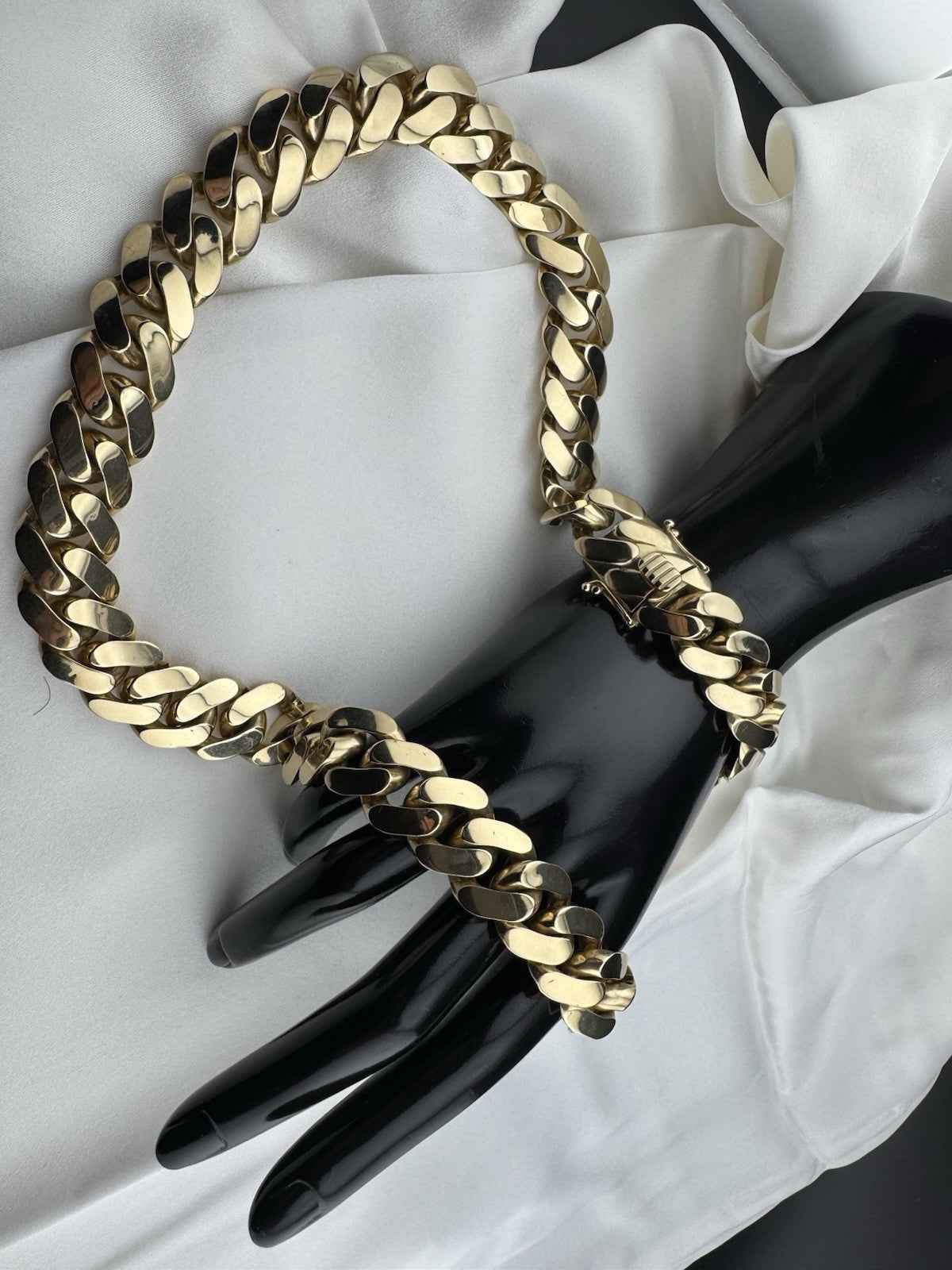 14K Yellow Gold Semi Solid Miami Cuban Link Chain Necklace 22mm 24.5 Inch 103 Grams