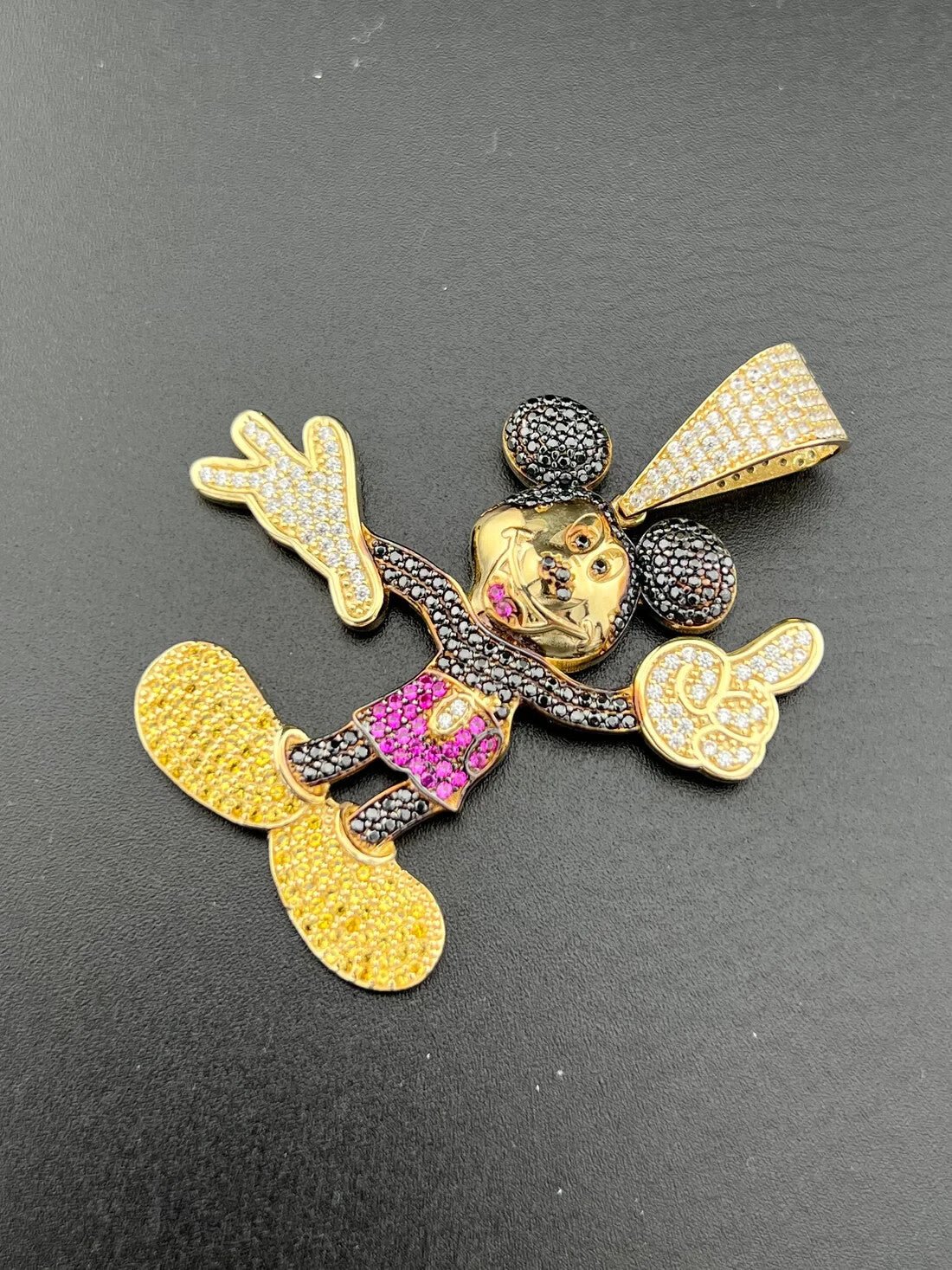 14K Yellow Gold 13 GRAMS Steamboat Willie Mouse Character Charm 51x45mm Pendant