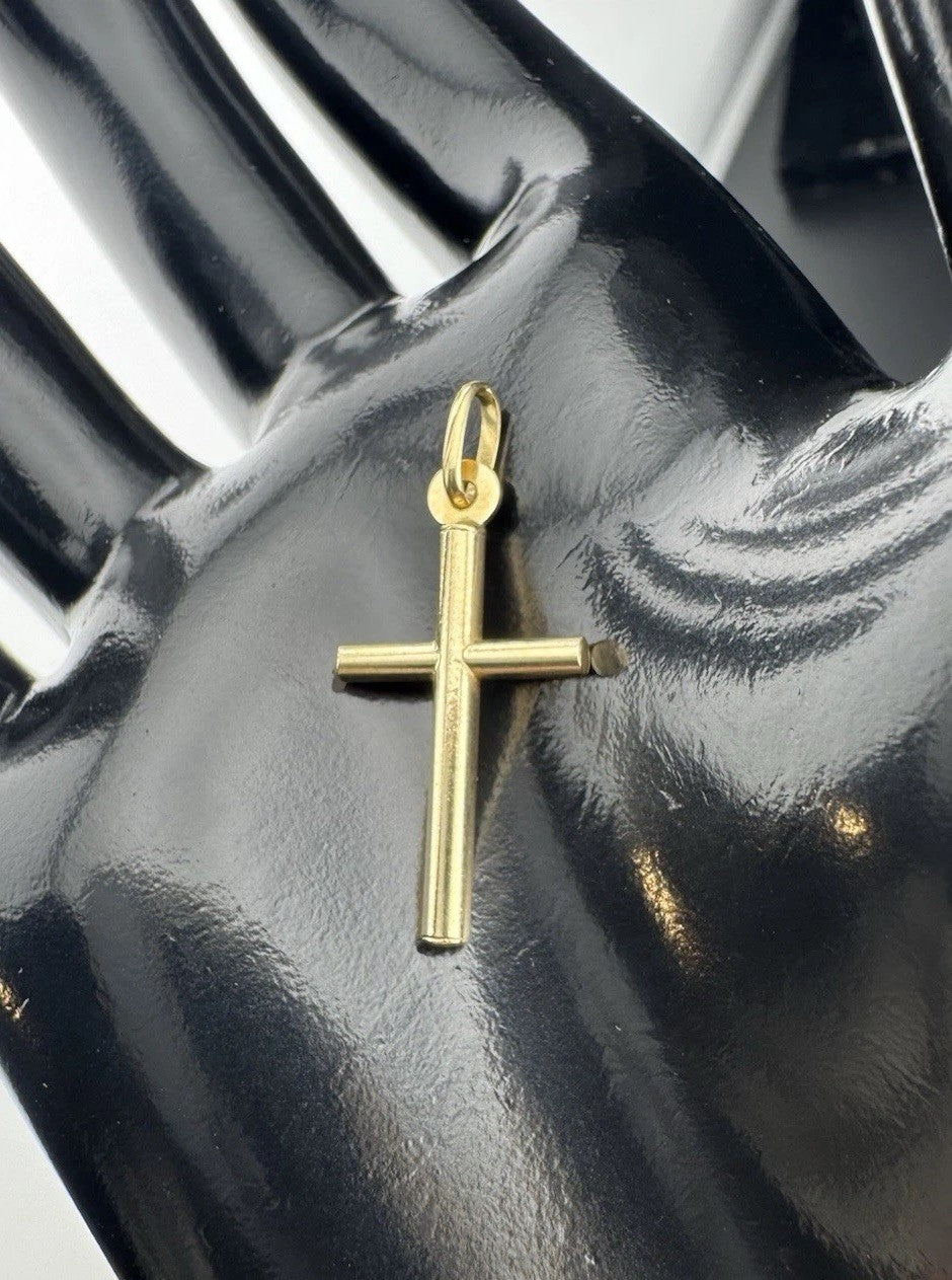 14K Solid Gold Jesus Cross Pendant Charm 1.5g 13mm Faith Religious Symbol