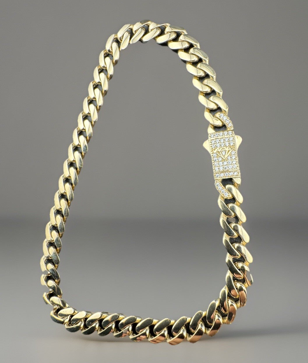 14K Gold Miami Cuban Link Anklet 10in 7.22mm 12.7 Gram Emblem Bail Push Lock *