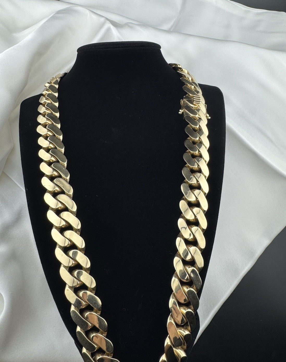 14K Yellow Gold Semi Solid Miami Cuban Link Chain Necklace 22mm 24.5 Inch 103 Grams