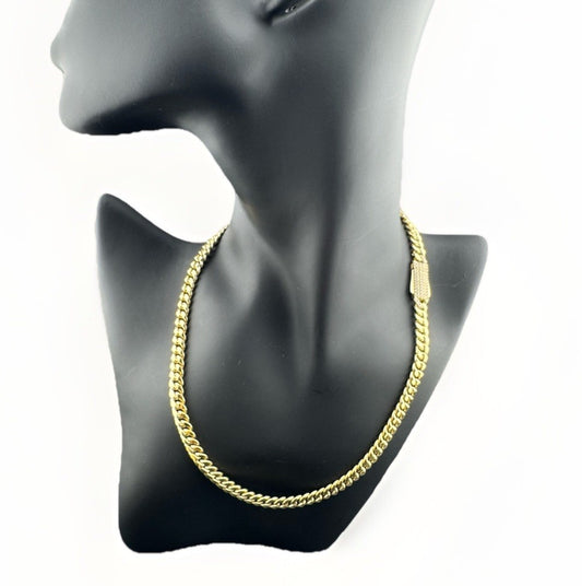 14K Yellow Gold Miami Cuban Link Choker 16.5in 7.66mm 16.9 Gram CZ Stones Bold *