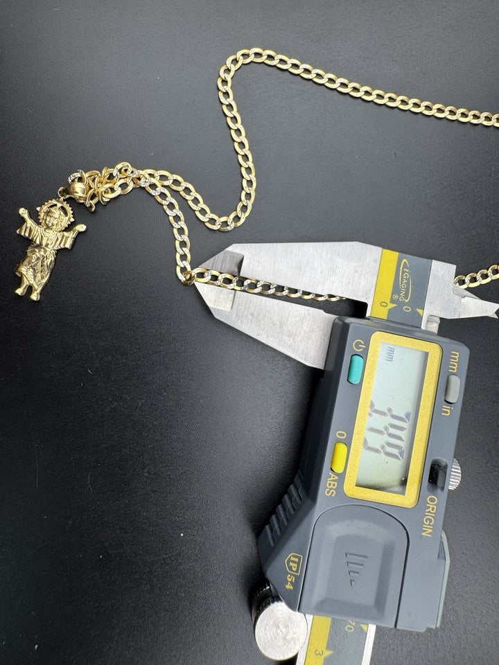 14K Yellow Gold Divine Baby Jesus Pendant ~6.7 Grams 22in 3.5mm Chain 14.61x30mm