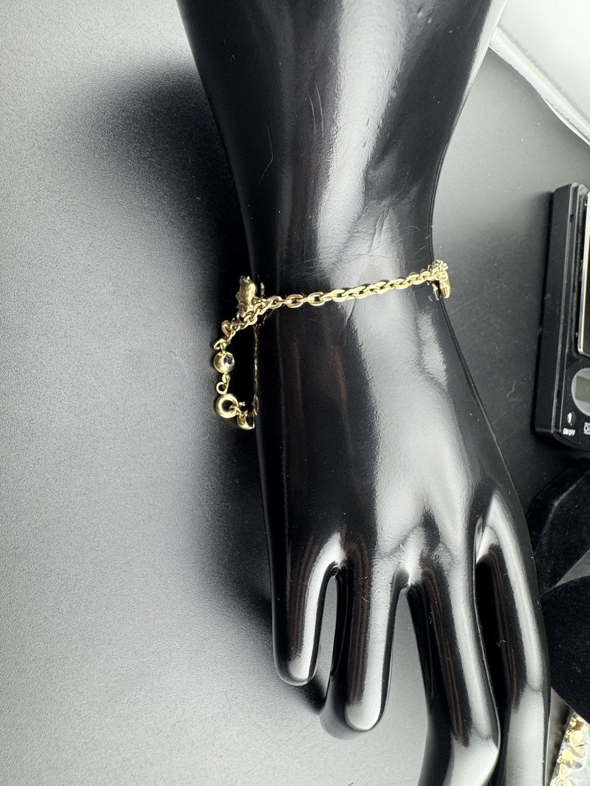 Pulsera con dijes de oro amarillo de 14K, 9.75in, 5.7mm, 5.6G, corazón, tortuga, estrella, elefante, circonita cúbica