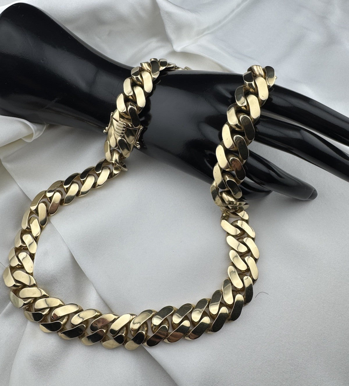 14K Yellow Gold Semi Solid Miami Cuban Link Chain Necklace 22mm 24.5 Inch 103 Grams