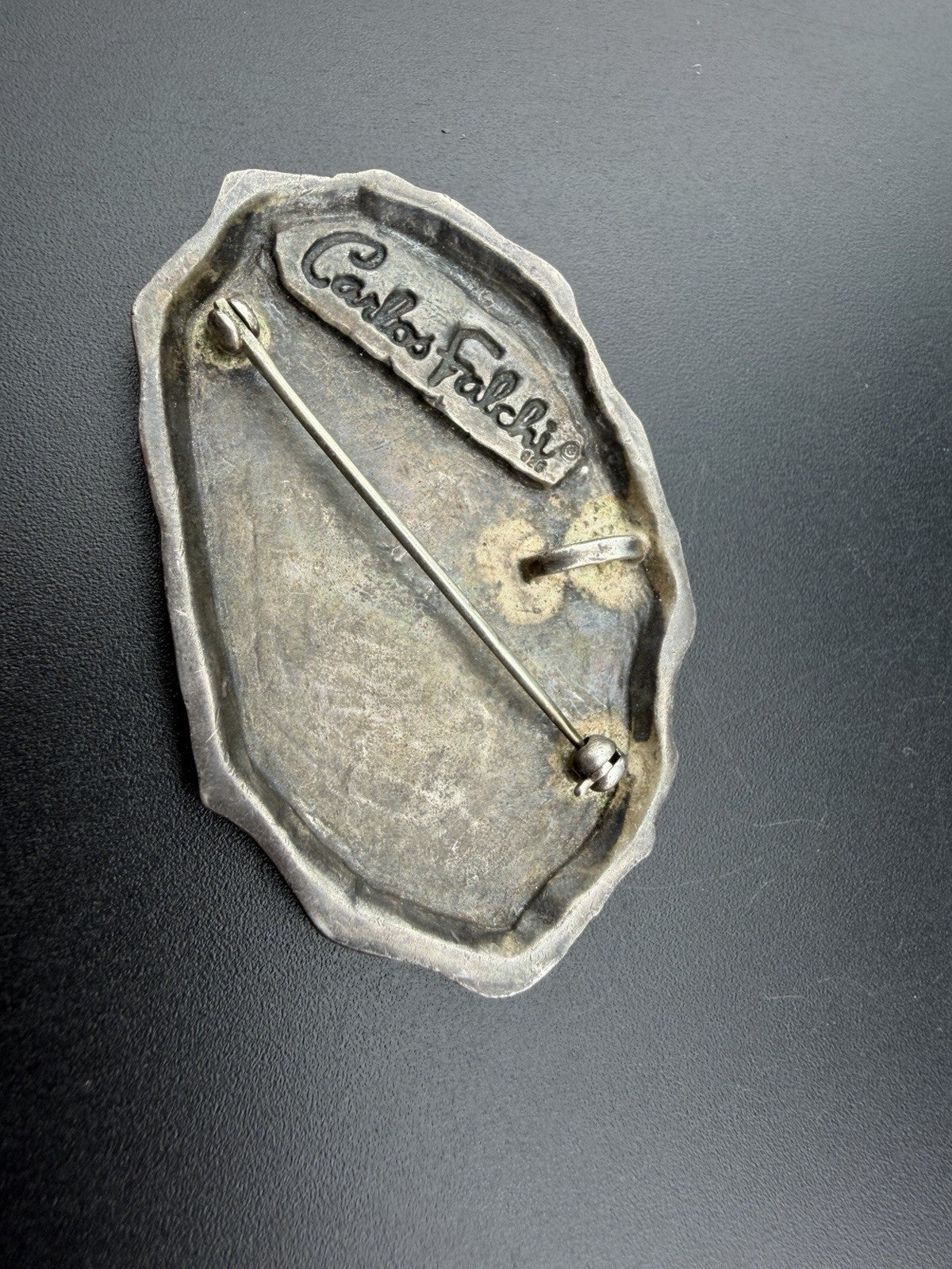 Carlos Falchi Vintage Southwestern Sterling Silver Hand Feet Pin Pendant