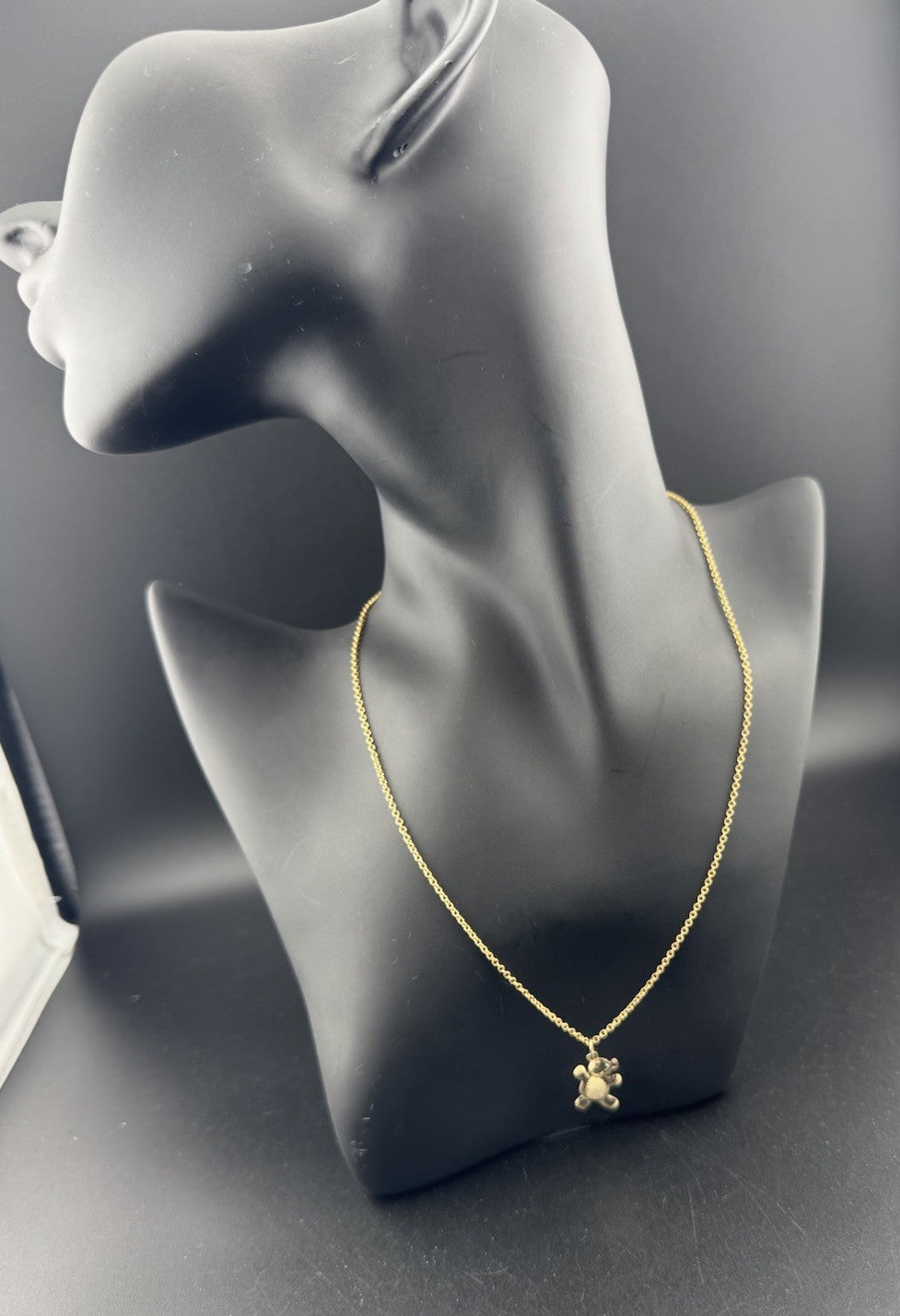 14K Gold Beltran Teddy Bear Cutout Pendant 16in 1.52mm Chain Italy 16mm 2.8 Gram