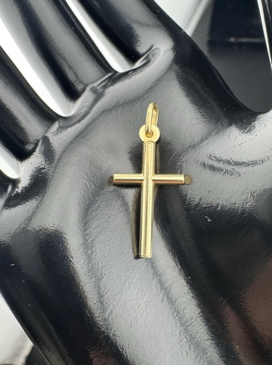 14K Solid Gold Jesus Cross Pendant Charm 1.5g 13mm Faith Religious Symbol