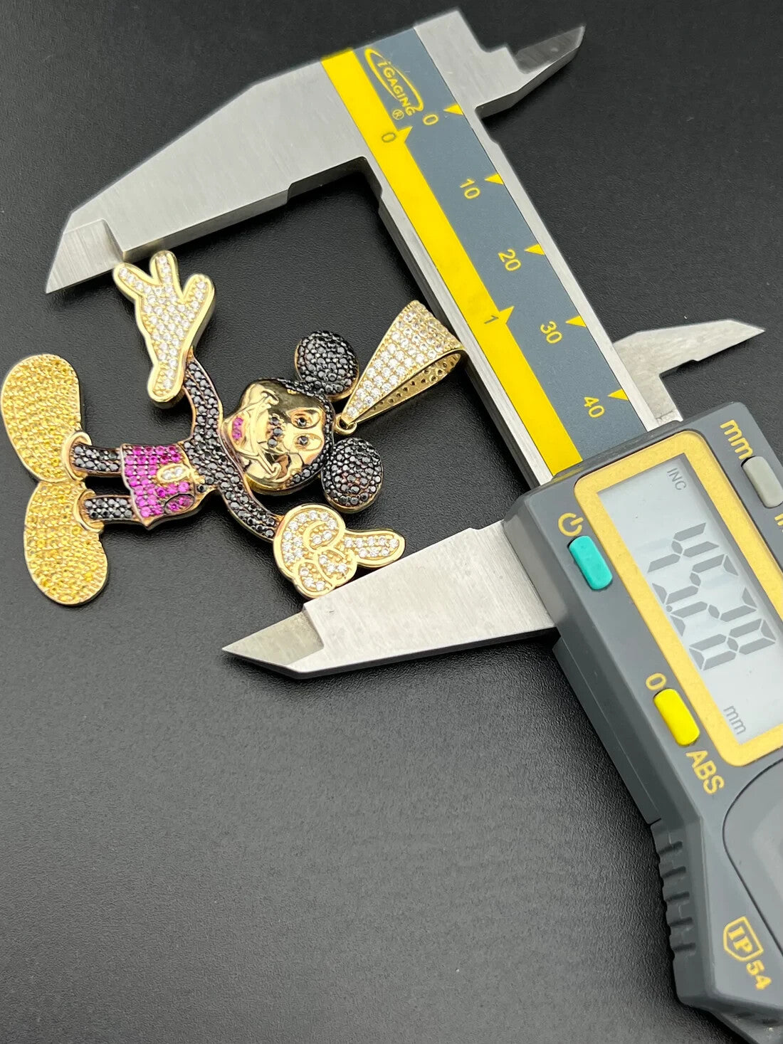 14K Yellow Gold 13 GRAMS Steamboat Willie Mouse Character Charm 51x45mm Pendant