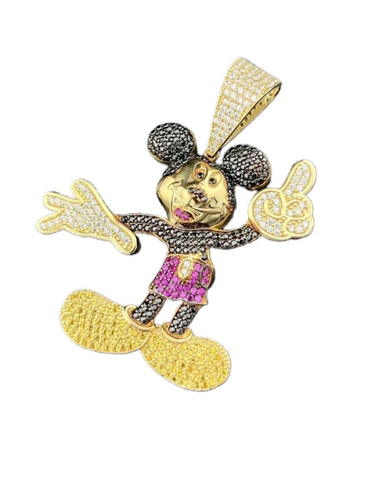 14K Yellow Gold 13 GRAMS Steamboat Willie Mouse Character Charm 51x45mm Pendant